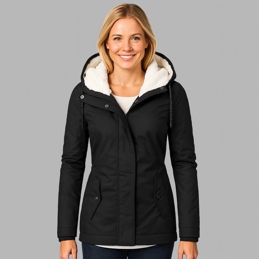 Lange Winterjacke für Damen mit Kapuze | Daunen