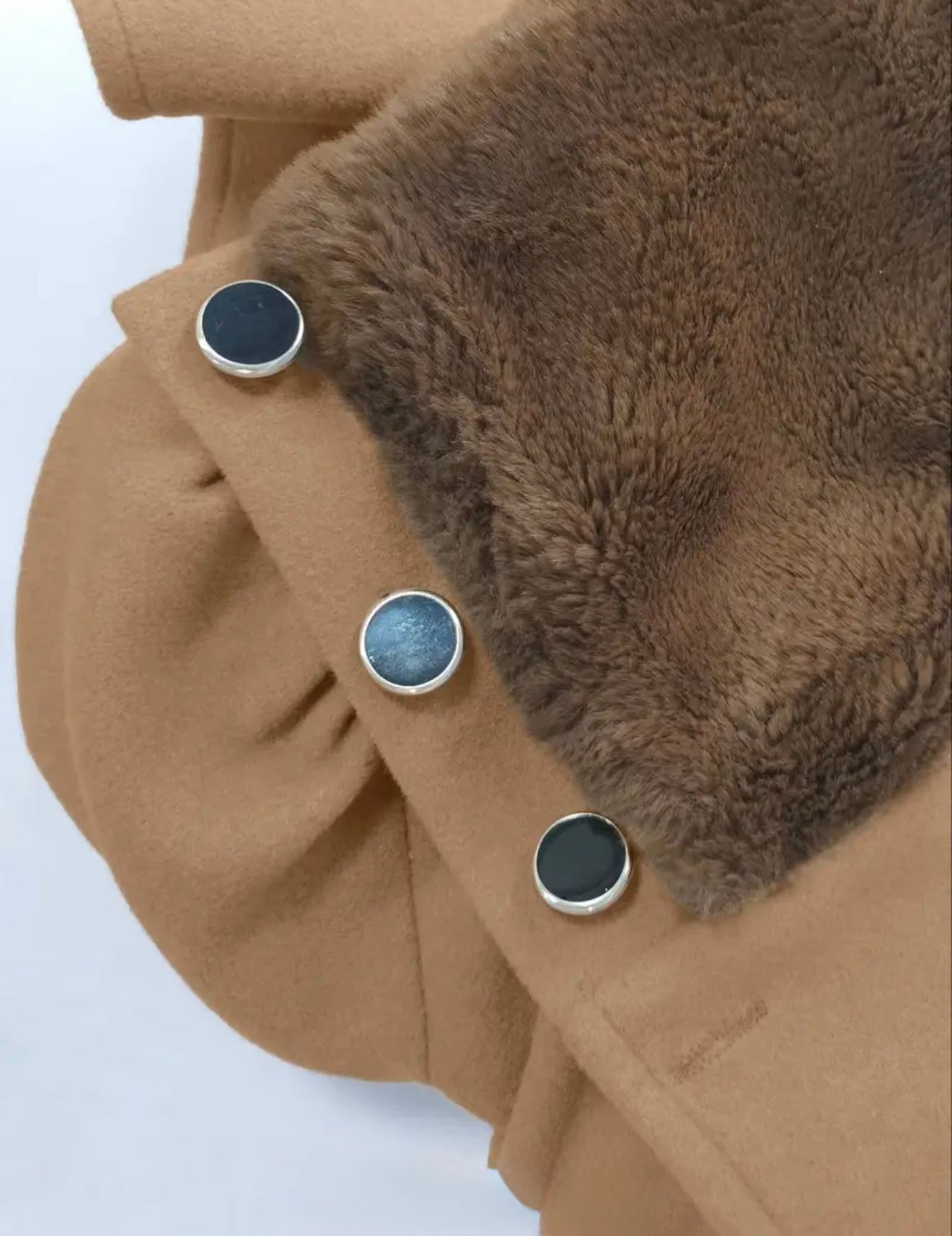 Damen Mantel mit Gürtel und Kragenbesatz