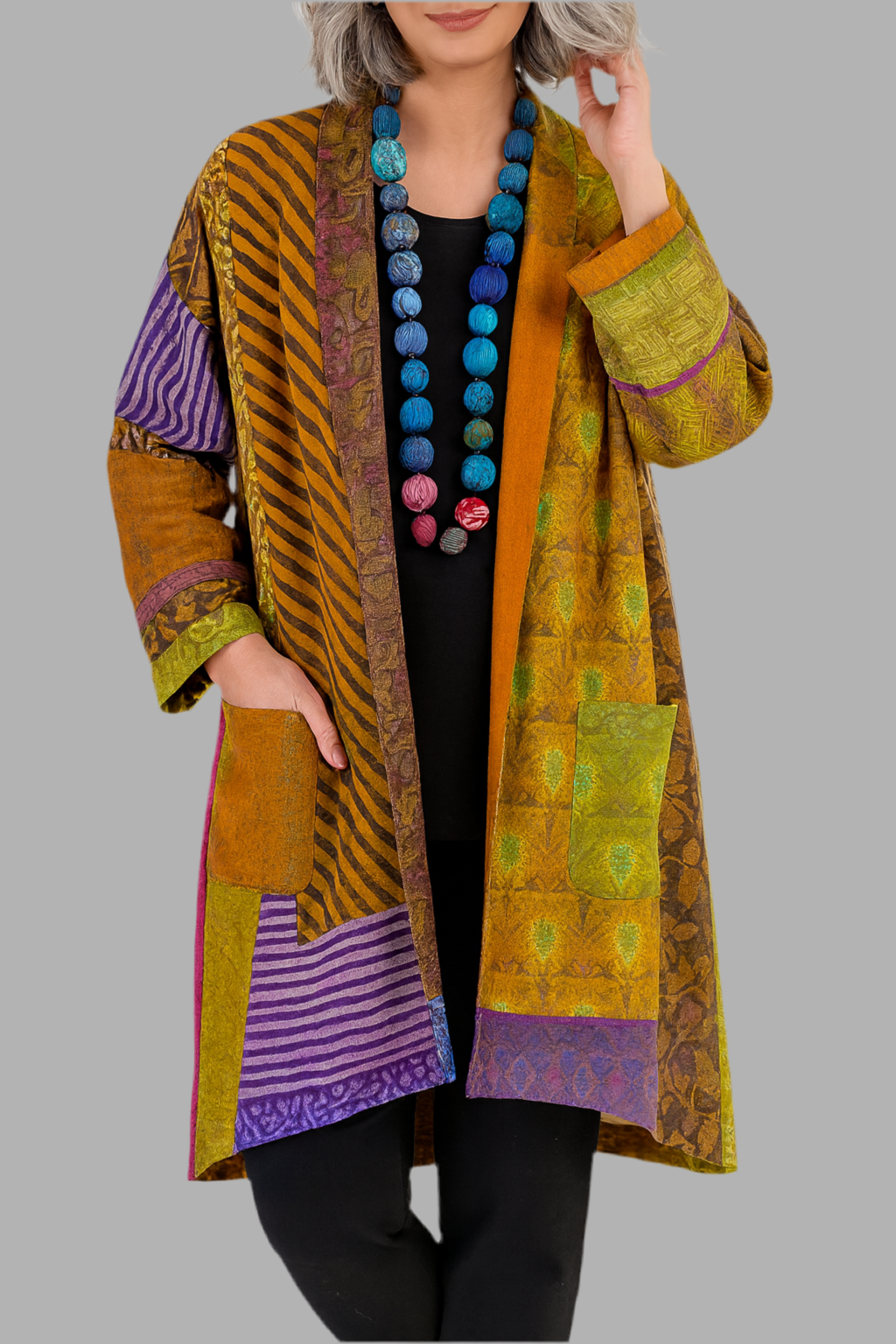 Damenmantel mit lockerer Passform & Taschen – Strickjacke