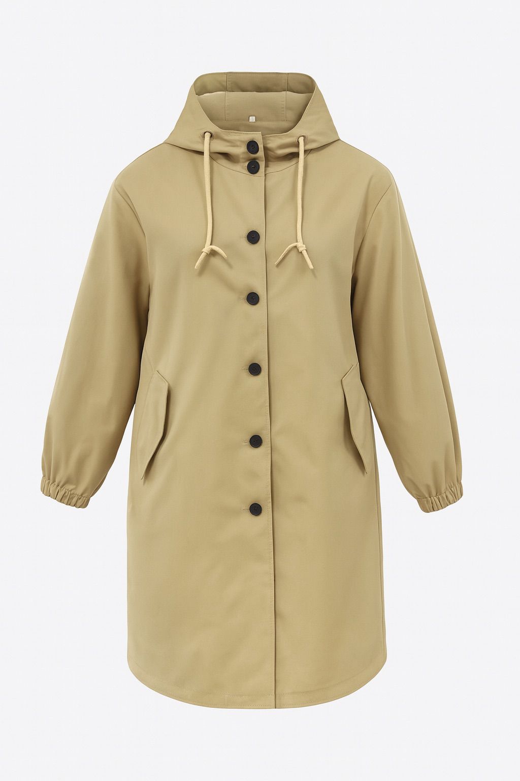 Lange Damen-Regenjacke mit Kapuze – Übergangs Jacke