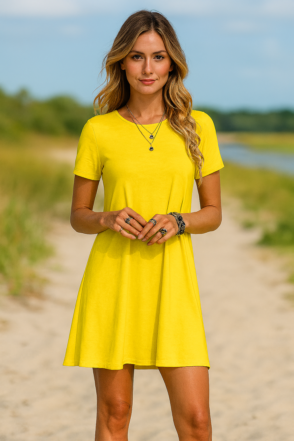 Stilvolles Kurzärmliges Kleid für Damen