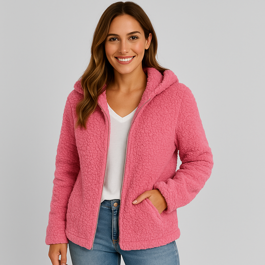 Damen Teddy Jacke mit Kapuze | Übergangsjacke