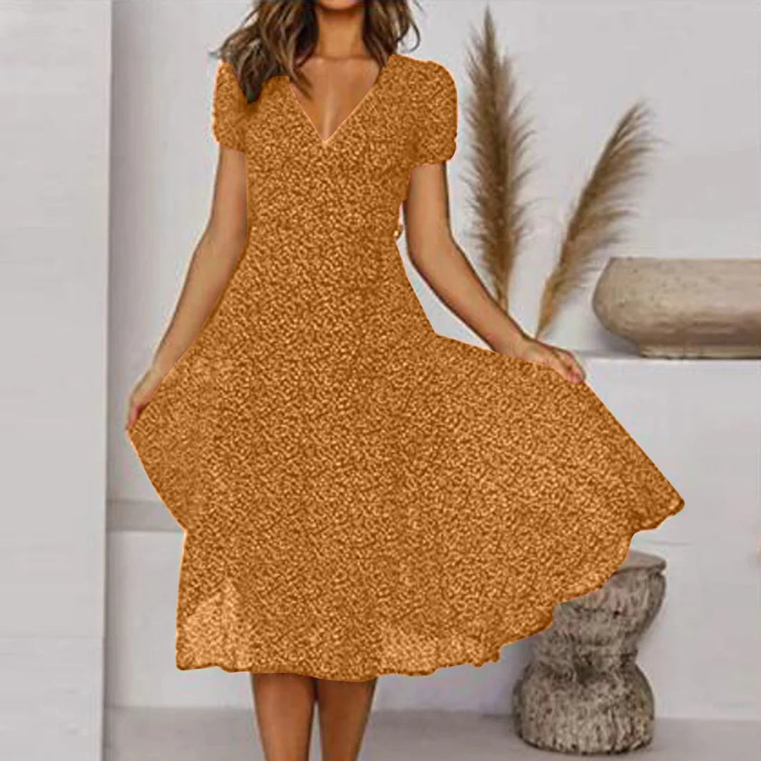 Elegantes Midi-Kleid für Damen mit V-Ausschnit