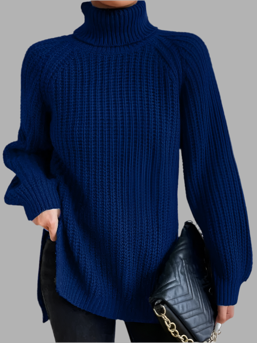 Weicher Strickpullover für Damen mit Rollkragen und langer Passform