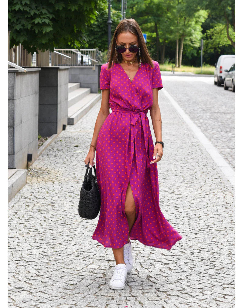 Ärmelloses Maxikleid mit Rundhalsausschnitt und Allover-Muster
