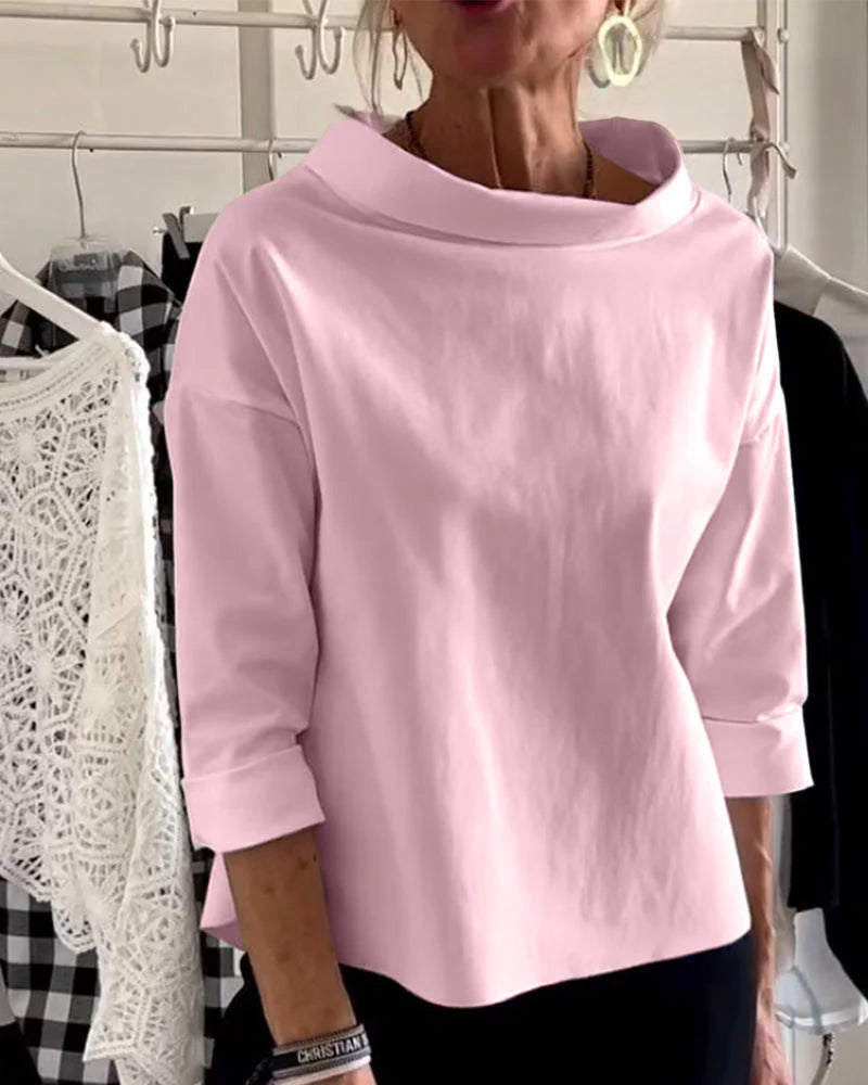 Damen Bluse mit weitem Kragen und 3/4-Ärmeln