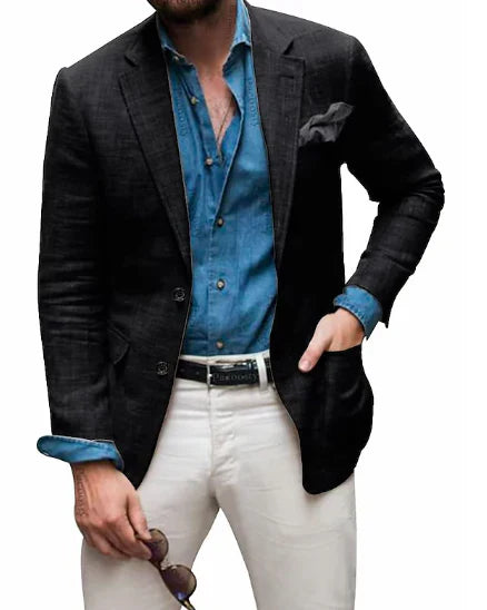 Herrenblazer mit strukturiertem Material und schmalem Schnitt
