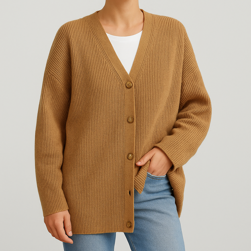 Gemütliche Strickjacke für Damen mit Knopfverschluss und lockerer Passform
