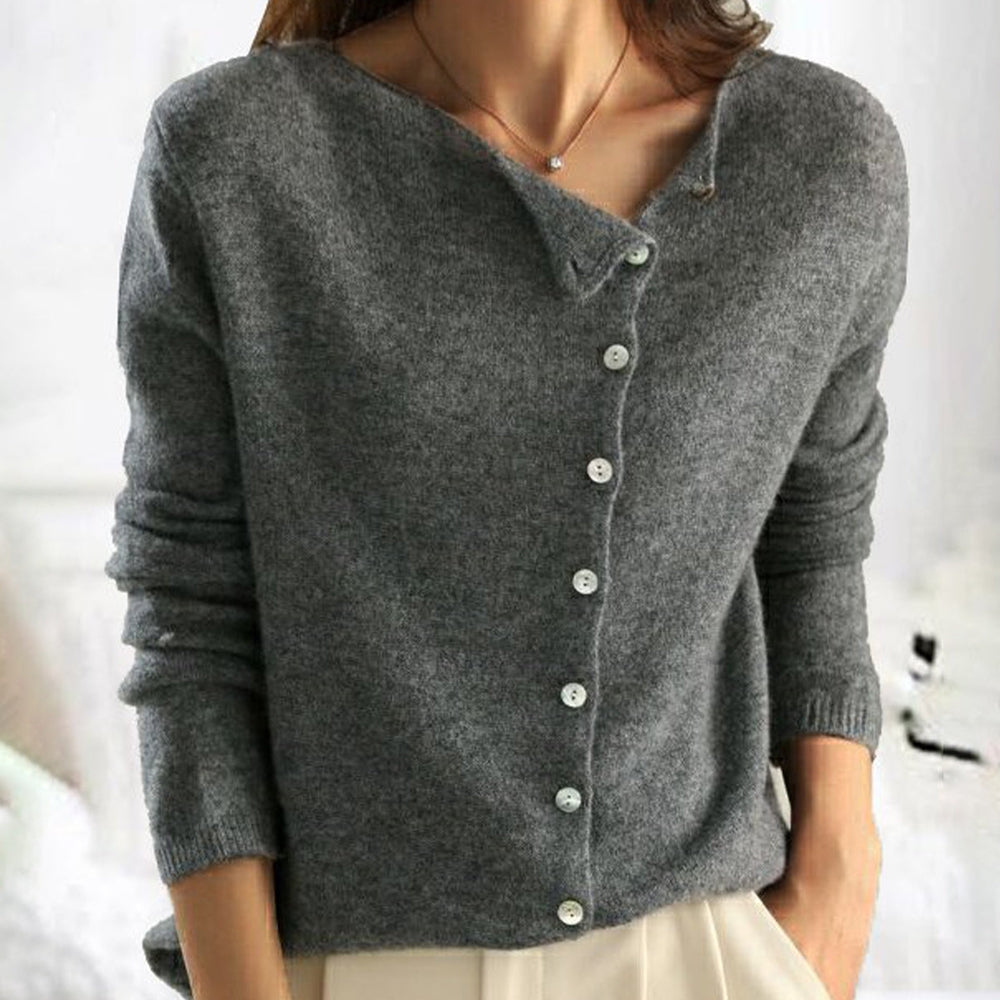 Damen Strickjacke mit V-Ausschnitt und Knopfleiste