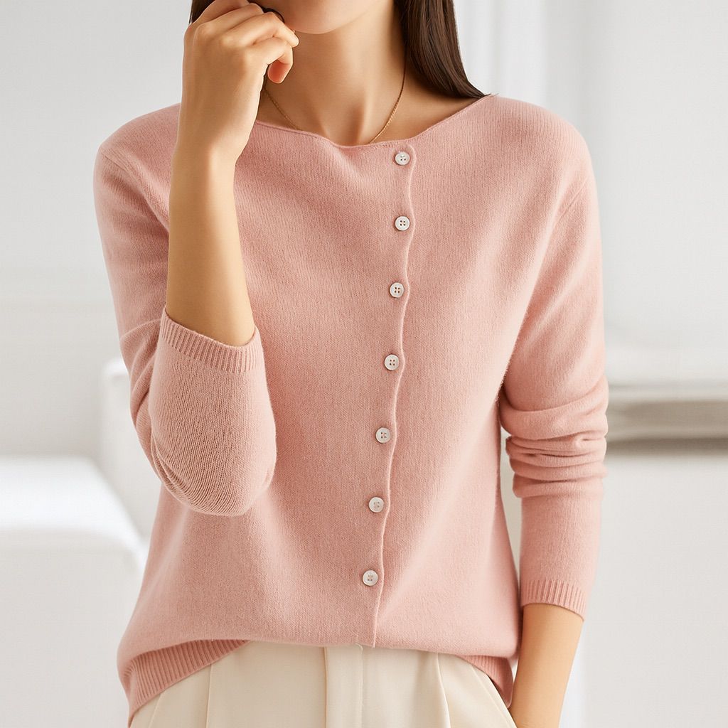 Damen Strick Pullover mit Knopfleiste – Elegant & Weich