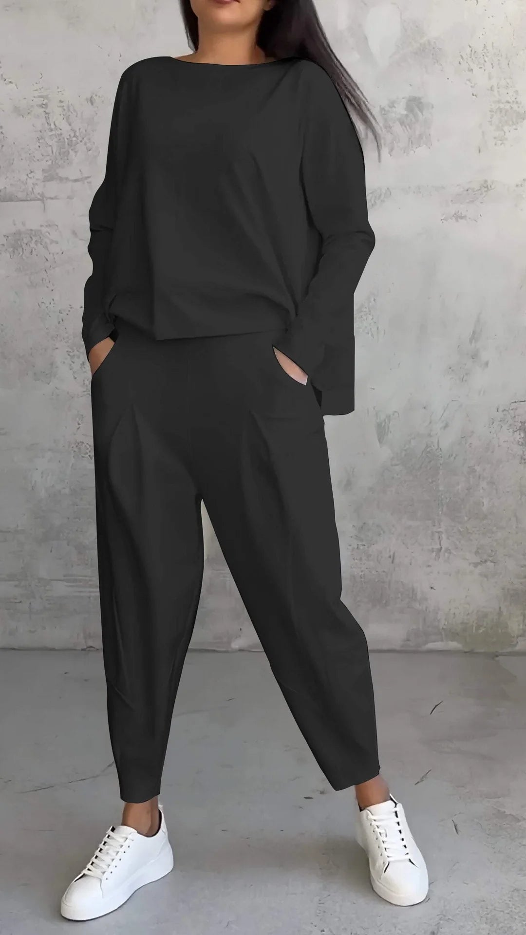Zweiteiliges Set mit langärmligem Oberteil und elastischer Hose