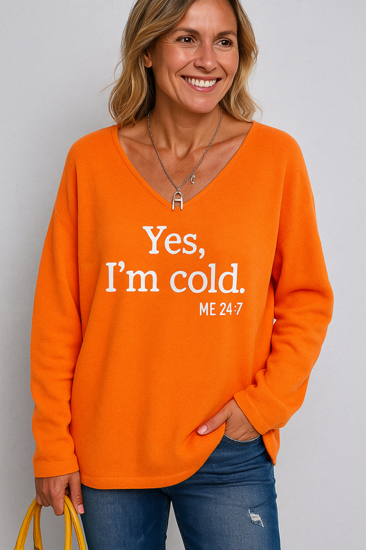 Lässiger Pullover für Damen mit V-Ausschnitt | Bedruckt