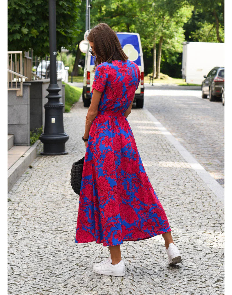 Ärmelloses Maxikleid mit Rundhalsausschnitt und Allover-Muster