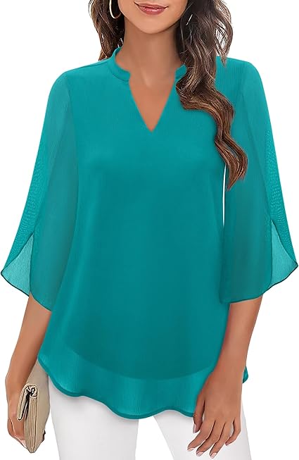 Locker geschnittene Bluse mit V-Ausschnitt und Halbarm