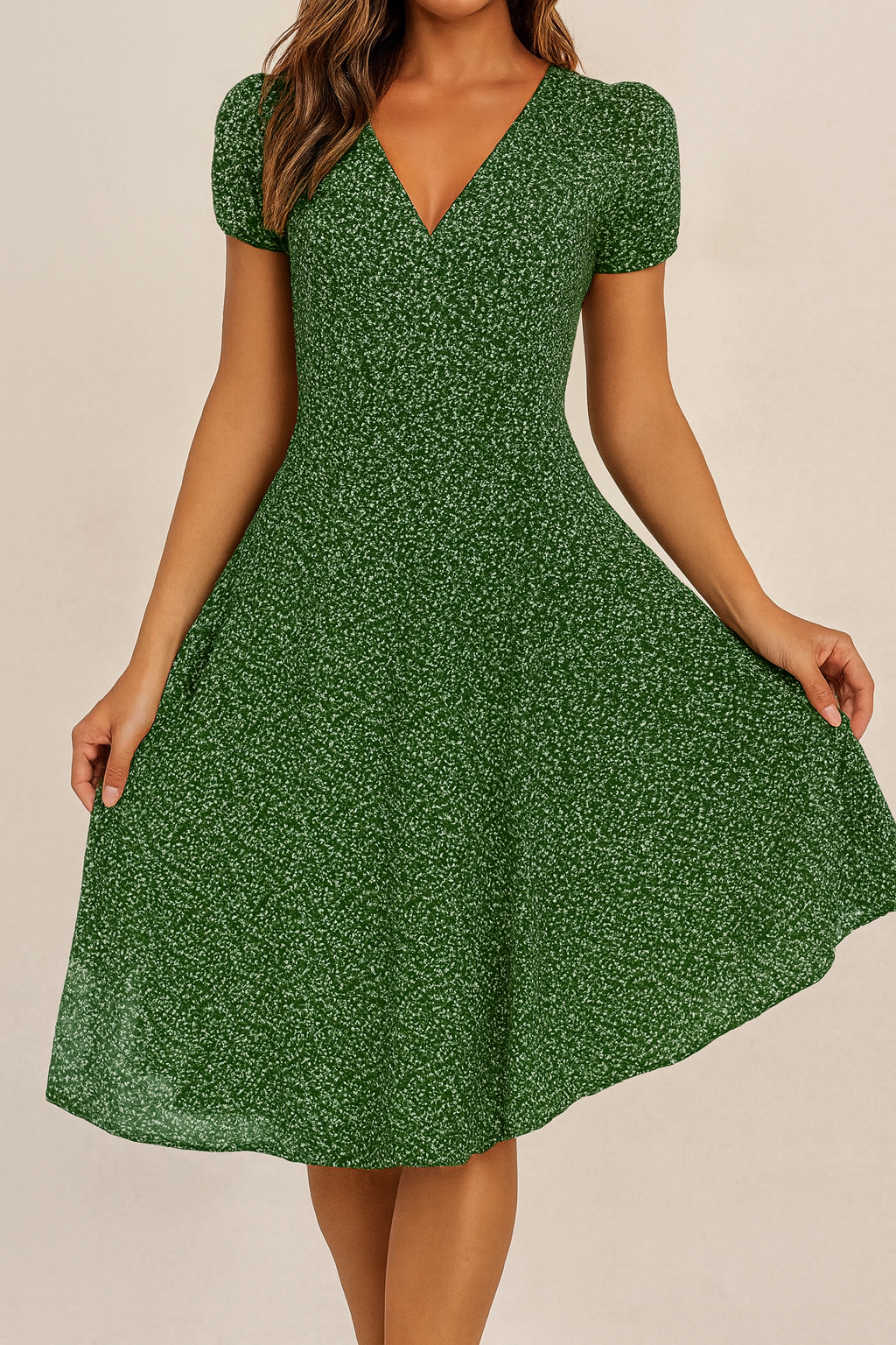 Elegantes Midi-Kleid für Damen mit V-Ausschnit
