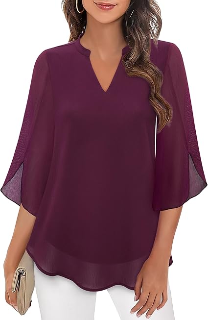 Locker geschnittene Bluse mit V-Ausschnitt und Halbarm