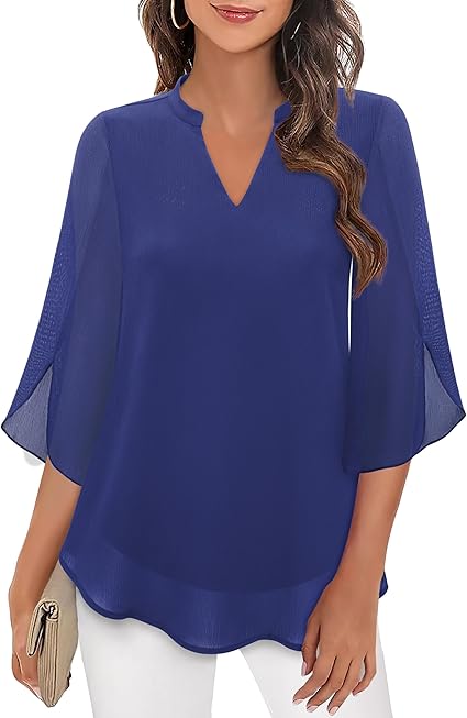 Locker geschnittene Bluse mit V-Ausschnitt und Halbarm