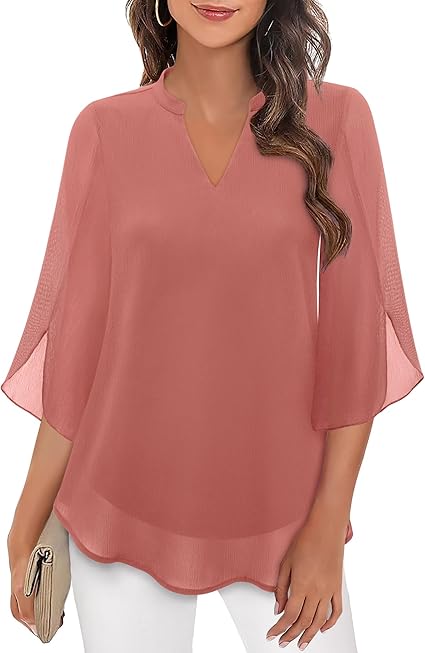Locker geschnittene Bluse mit V-Ausschnitt und Halbarm