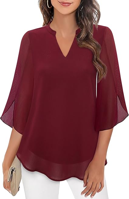 Locker geschnittene Bluse mit V-Ausschnitt und Halbarm