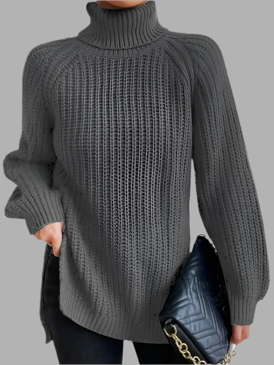 Weicher Strickpullover für Damen mit Rollkragen und langer Passform