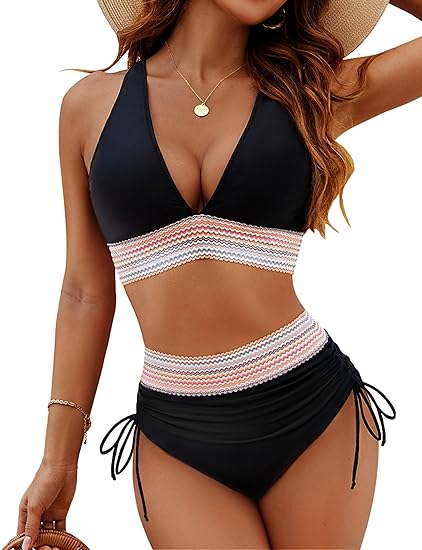 Bikini-Set mit Häkelspitze und verstellbaren Seitenbändern
