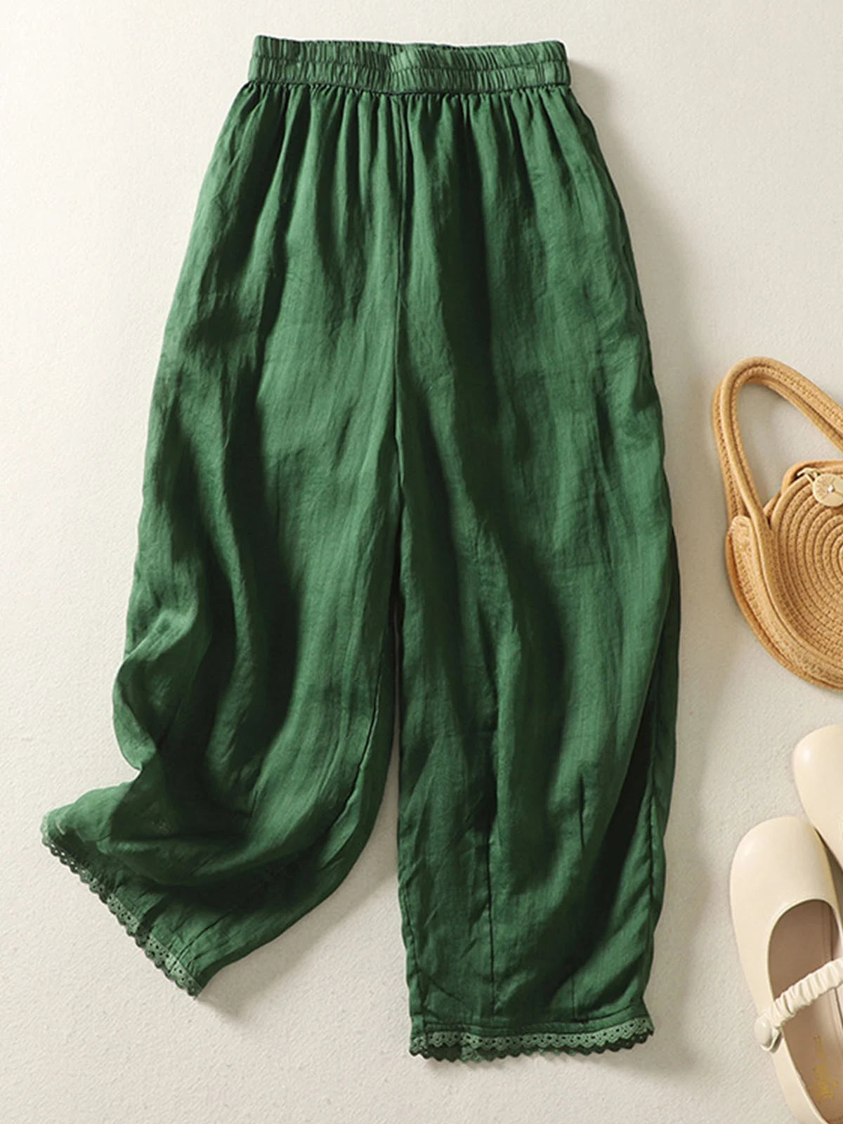 Damen Hose mit weitem Bein und elastischem Bund