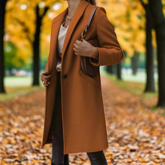 Klassischer Damen Mantel mit Reverskragen und Knopfleiste