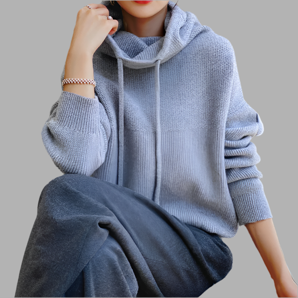 Damen Strickpullover mit Rollkragen und Kordelzug