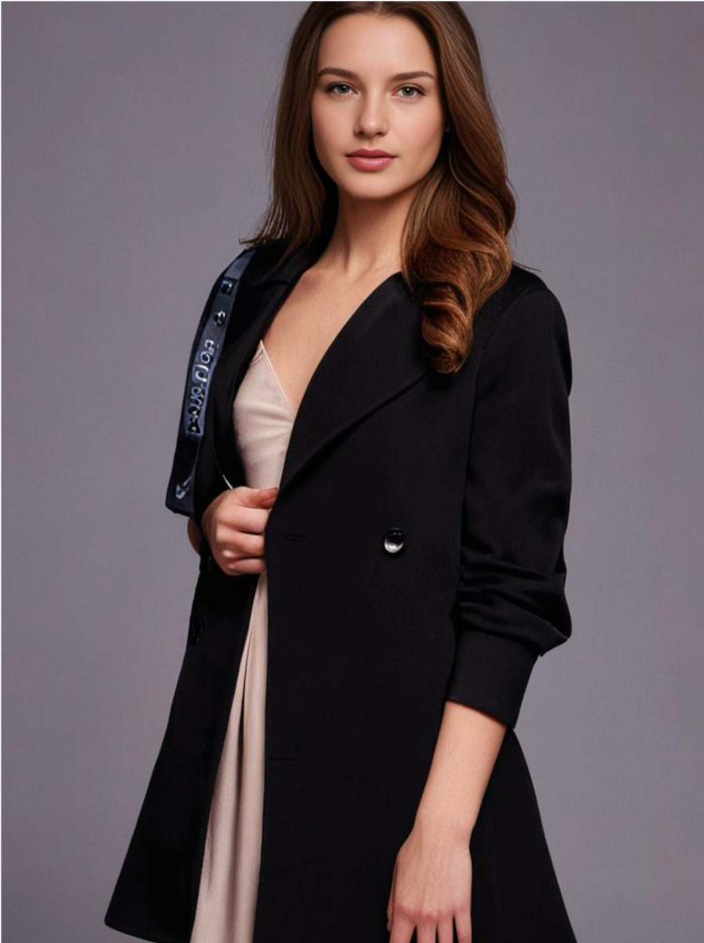 Damen Mantel mit Reverskragen und doppelreihigem Verschluss