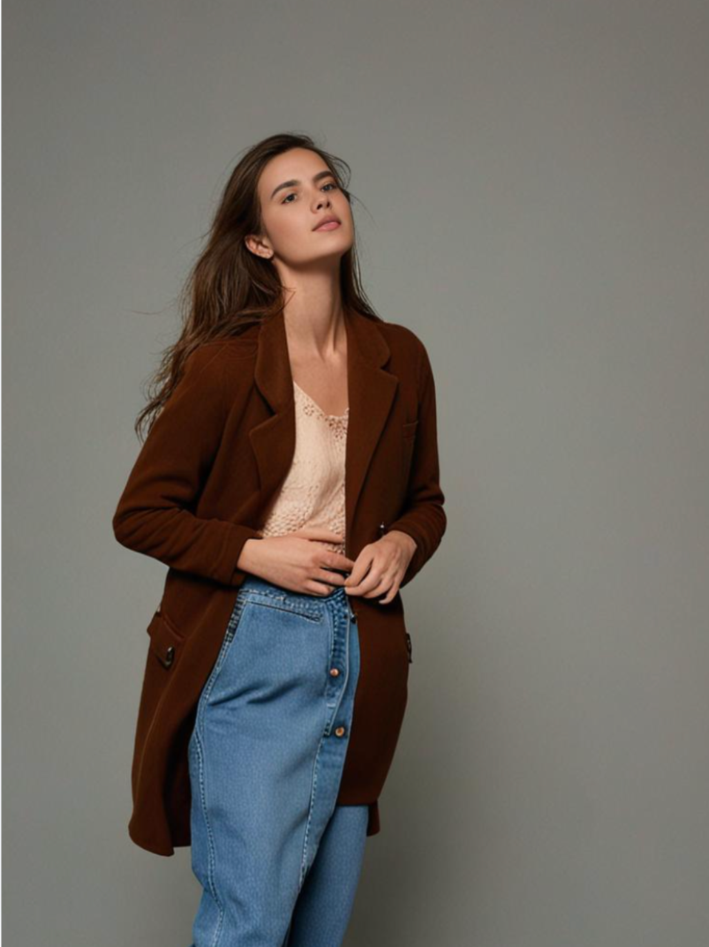 Damen Mantel mit Reverskragen und doppelreihigem Verschluss