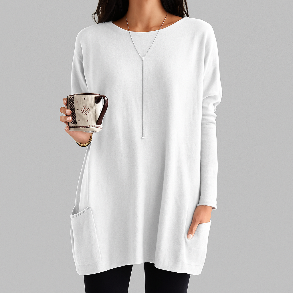 Damen Pullover mit Rundhalsausschnitt und Taschen