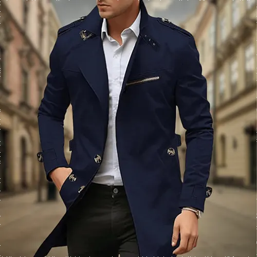Eleganter langer Herren-Trenchcoat | Regenjacke