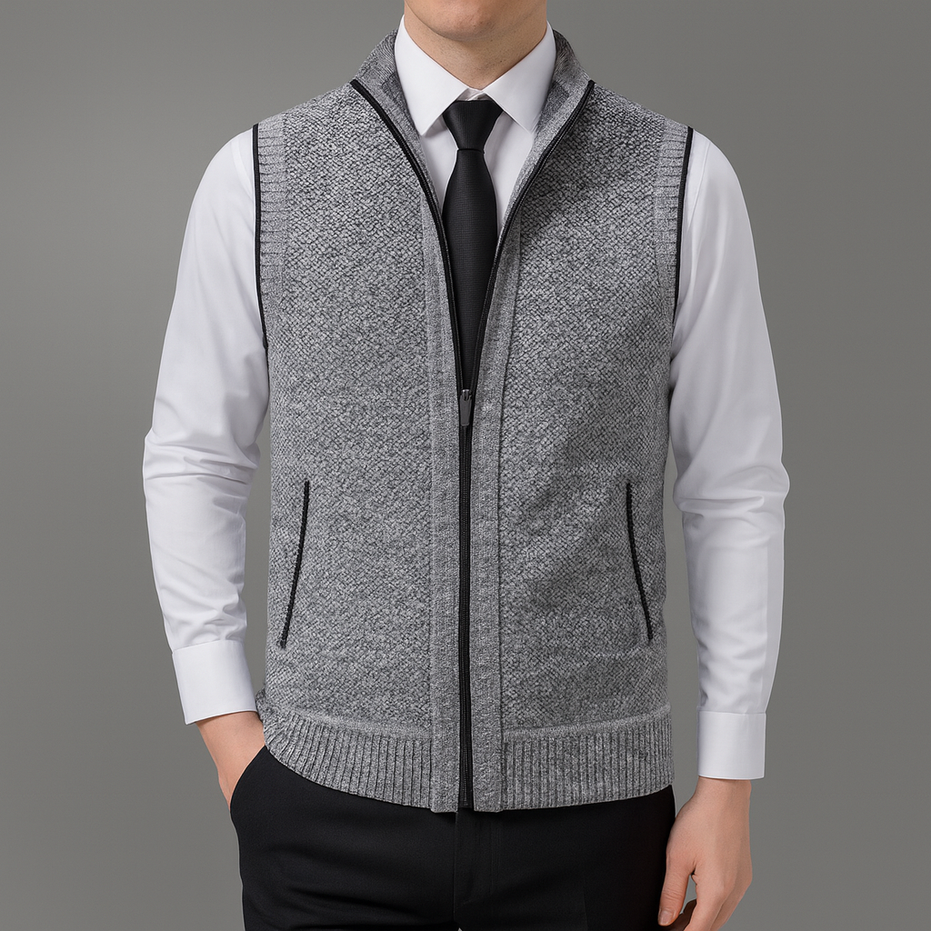 Elegante Strickweste mit Reißverschluss und Modernem Schnitt