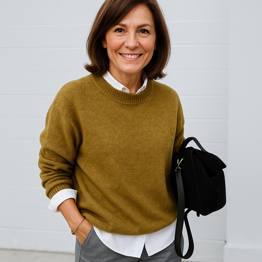 Damen kurzer Strick Pullover - Langarm