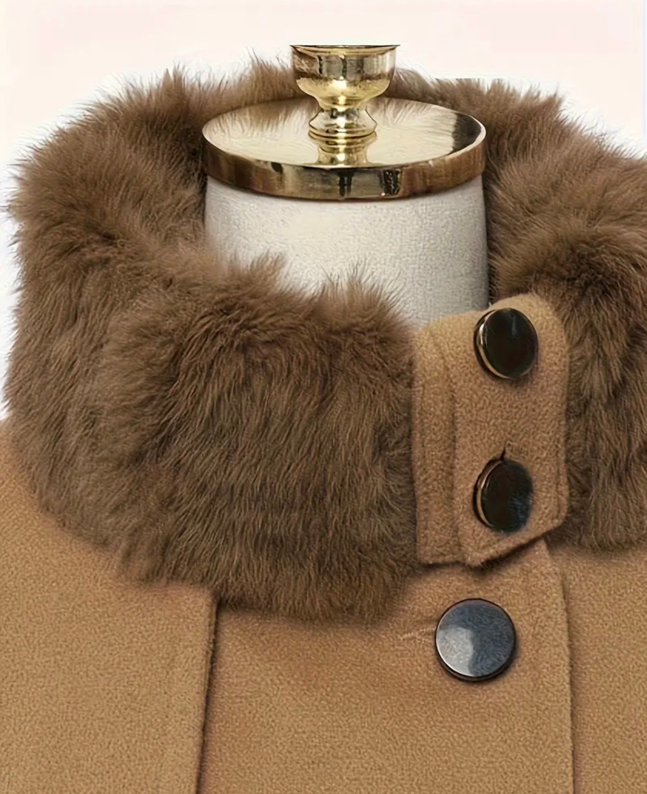 Damen Mantel mit Gürtel und Kragenbesatz