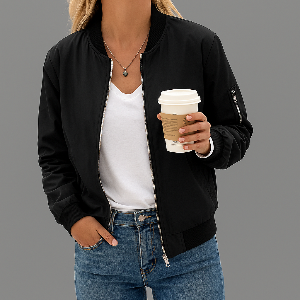 Damen Bomberjacke mit Zipper | Übergangsjacke