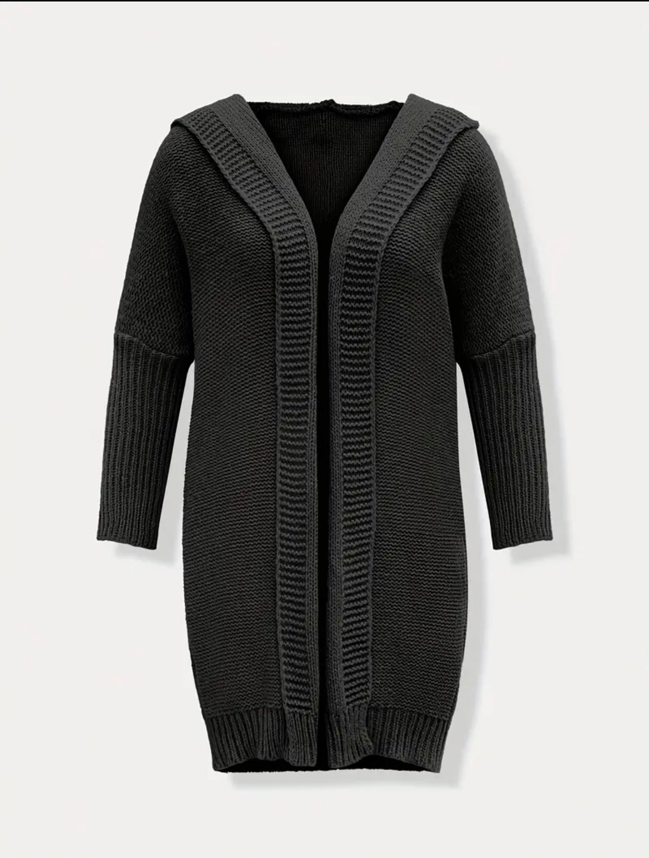 Gemütliche Damen Strickjacke mit Kapuze | Lang