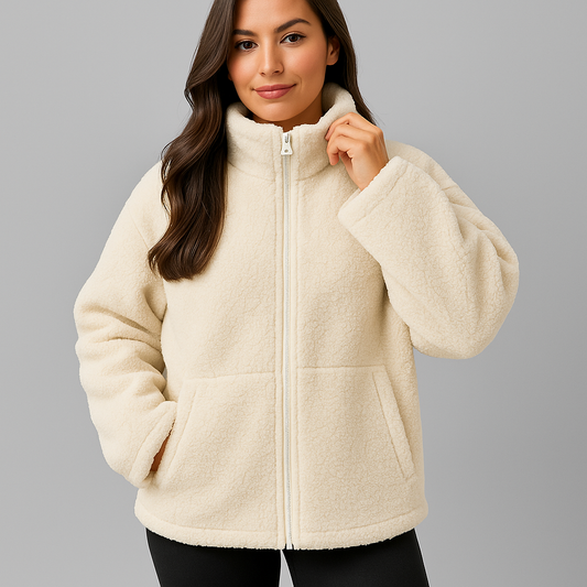 Damen Warme Übergangs Jacke aus Fleece und Reissverschluss
