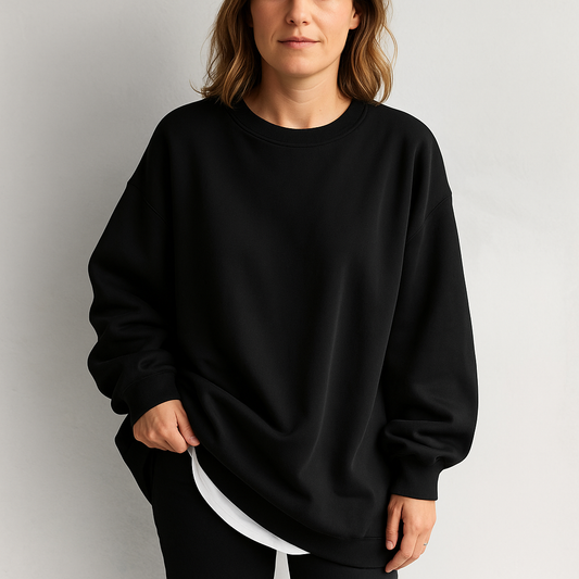 Langer Damen Pullover mit Rundhalsausschnitt