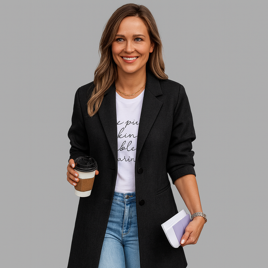 Langer Damen Mantel mit Kragen und Taschen