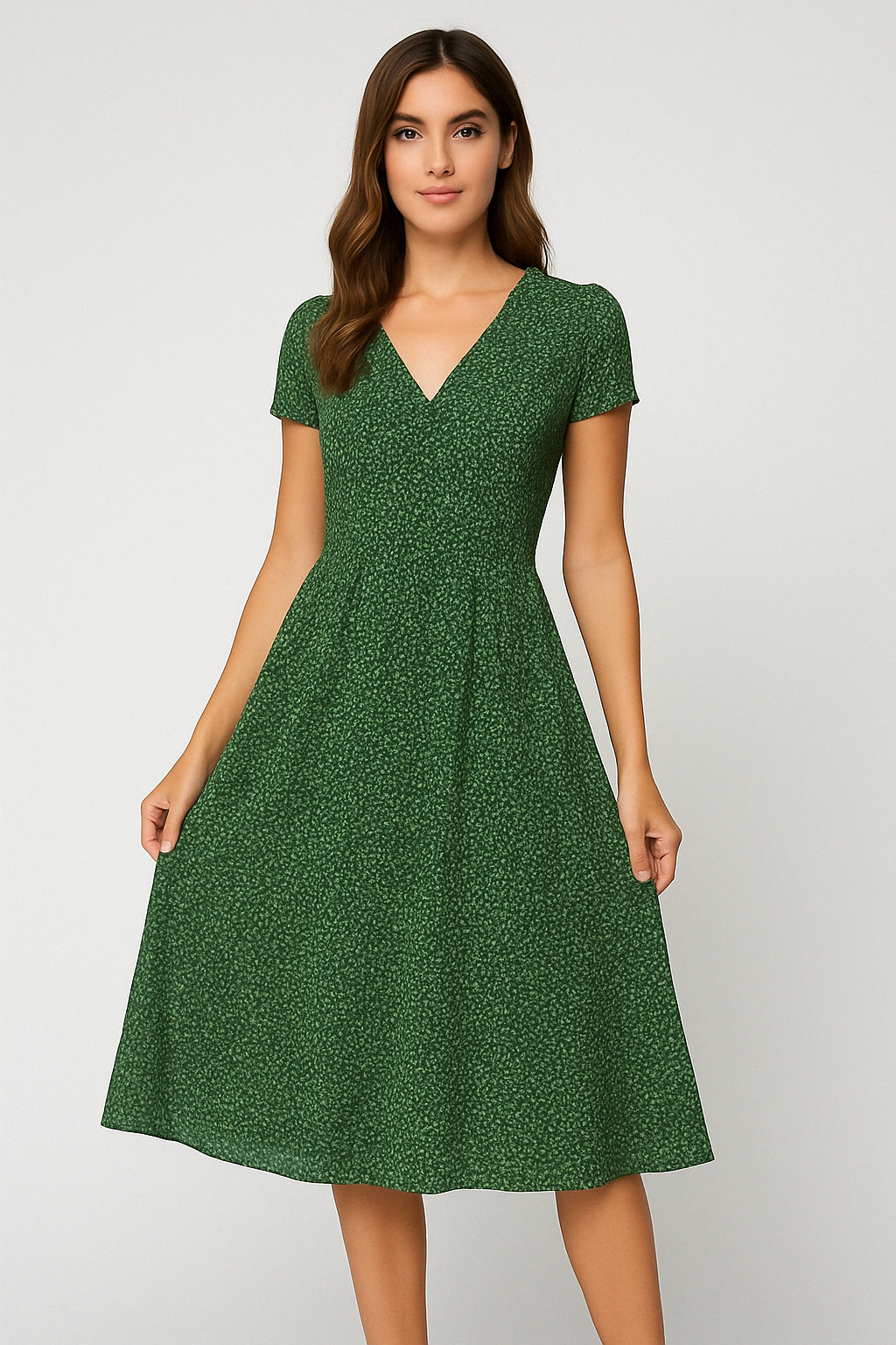 Elegantes Midi-Kleid für Damen mit V-Ausschnit