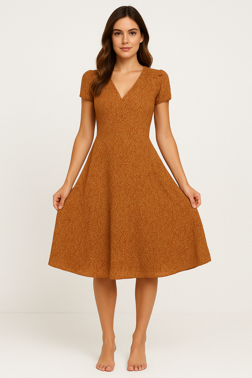Elegantes Midi-Kleid für Damen mit V-Ausschnit