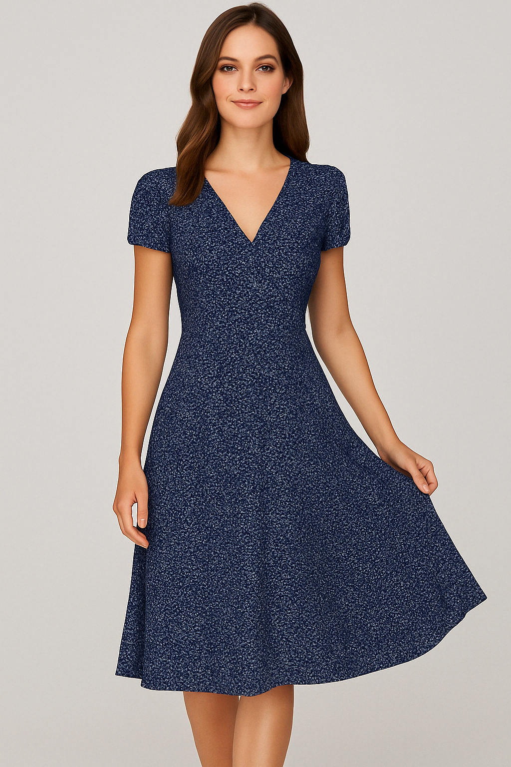 Elegantes Midi-Kleid für Damen mit V-Ausschnit