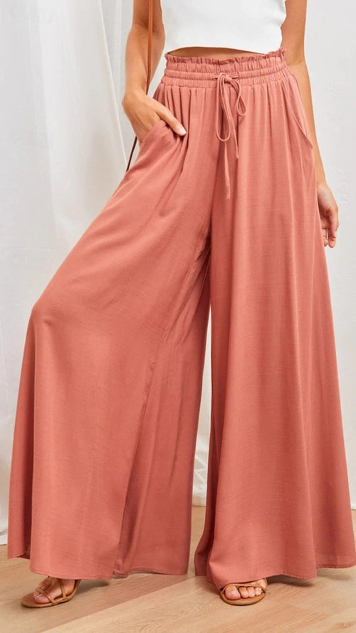 Lockere Hose mit weitem Schnitt und elastischem Bund aus Baumwolle