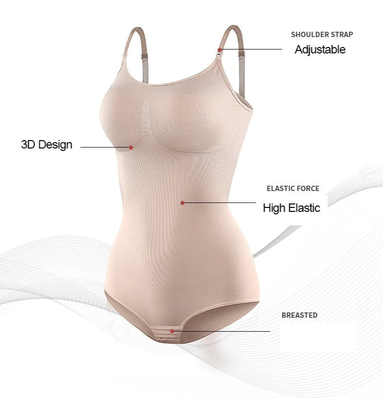 Elastischer Body mit tiefem Ausschnitt und breiten Trägern