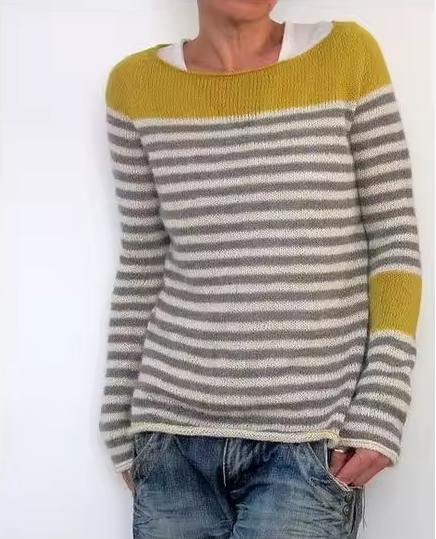 Damen langer Pullover mit Streifenmuster