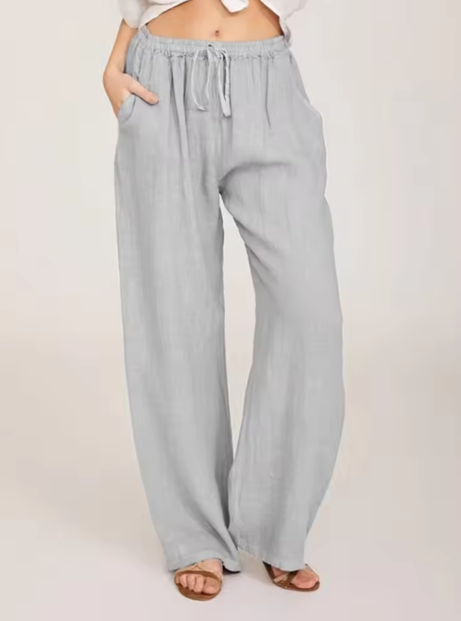 Weit geschnittene Hose mit elastischem Bund und Kordelzug