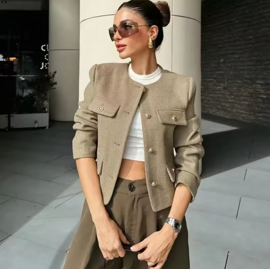 Elegante Damen Jacke mit Knopfdetails | Kurz