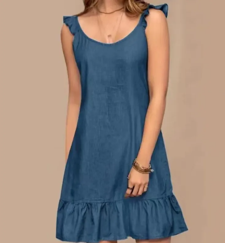 Damen Kleid mit Rüschen und lockerem Schnitt | Midi-Kleid