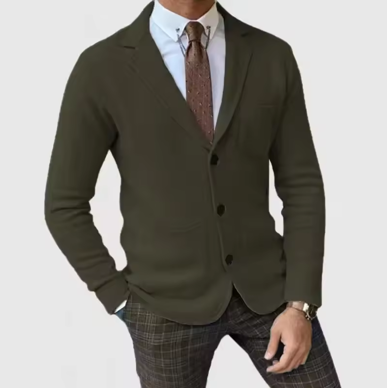 Strickjacke mit Reverskragen und Knopfleiste